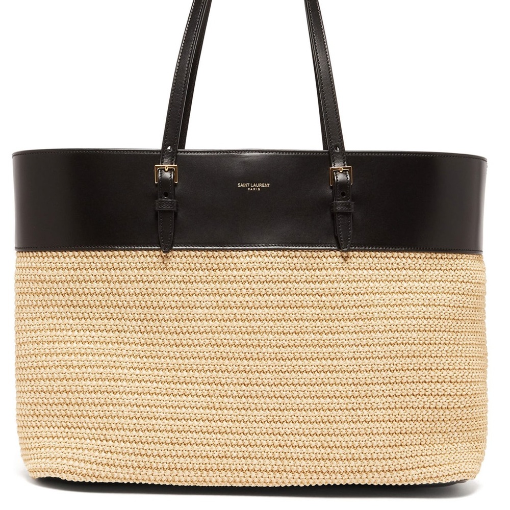 Saint Laurent leather and raffia tote - YSL